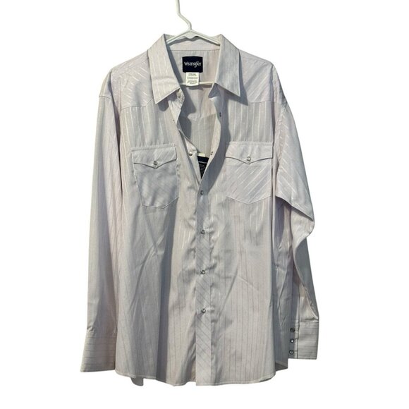 Wrangler Men Long Sleeve Western Pearl Snap Button Down Shirt White Size XXL NWT - Picture 1 of 15